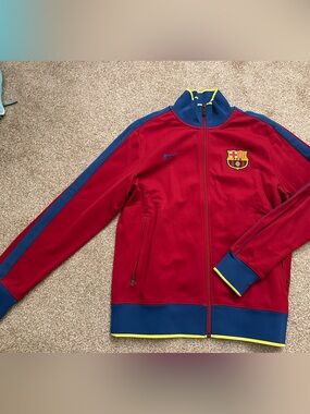 Nike Red FC Barcelona Track Jacket with Blue & Yellow Accents